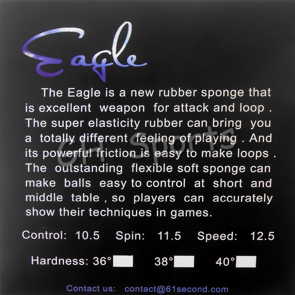 61second Eagle Pips in Table T - Table Tennis Forehand Rubber avaliação e preço